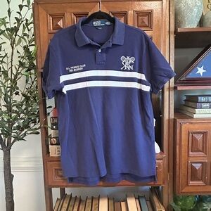Ralph Lauren Navy Polo Shirt with White Stripes